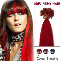 20 inches Red 100S Nail Tip Human Hair Extensions